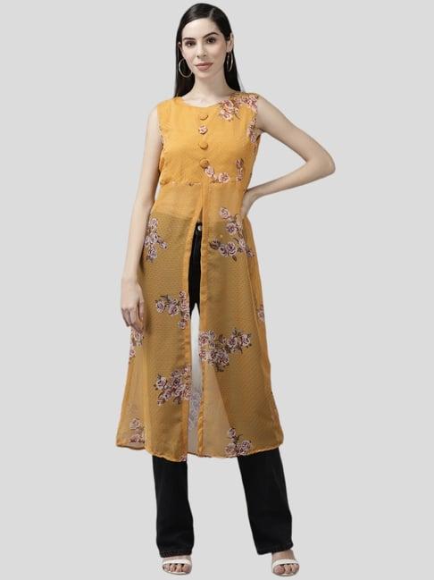 aarika yellow floral print tunic