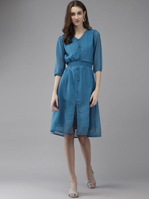 aarika blue a-line dress