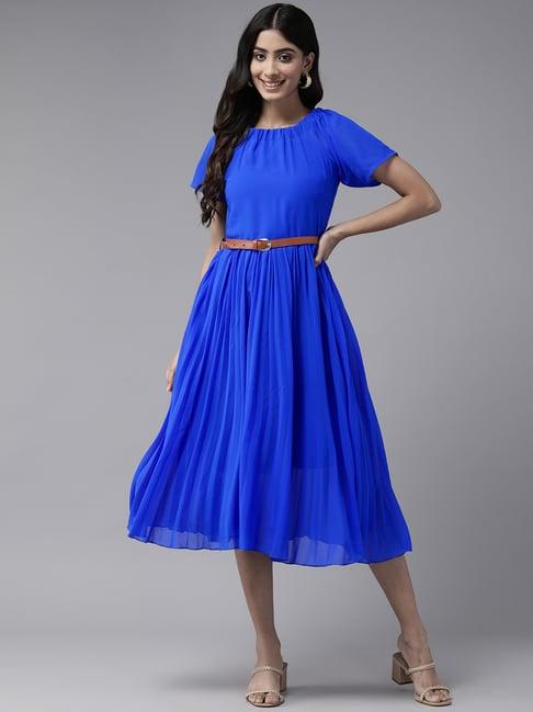 aarika blue a-line with belt