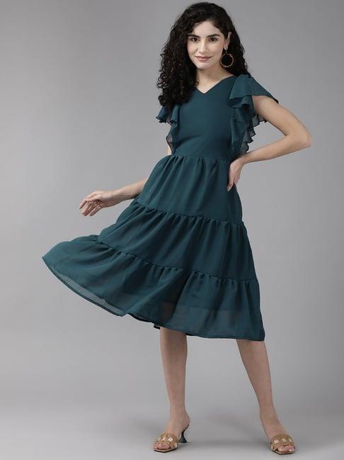 aarika rama green peplum dress