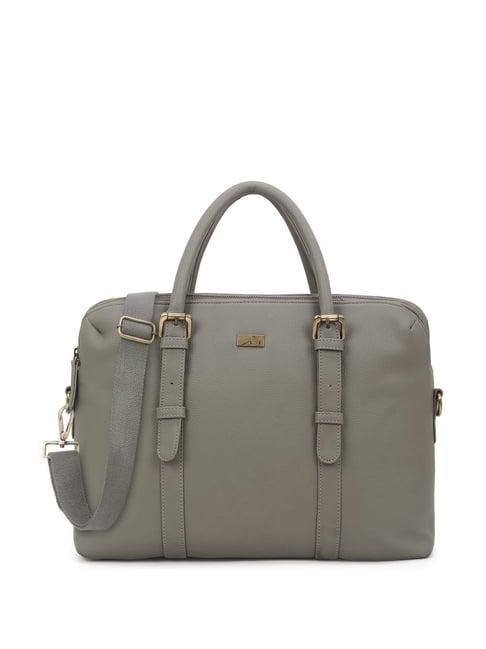 yelloe grey pu solid laptop messenger bag