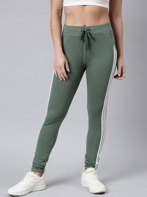 showoff green slim fit trackpants