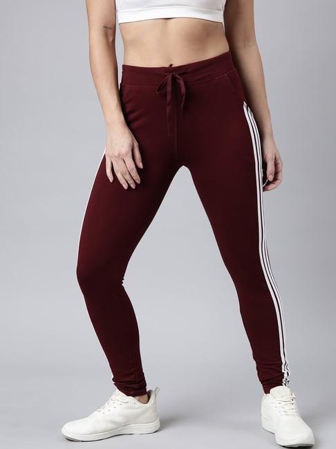 showoff maroon slim fit trackpants