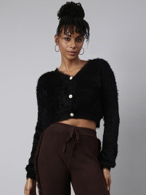 showoff black regular fit cardigan