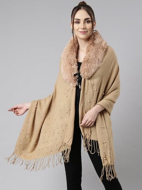 showoff khaki embellished poncho