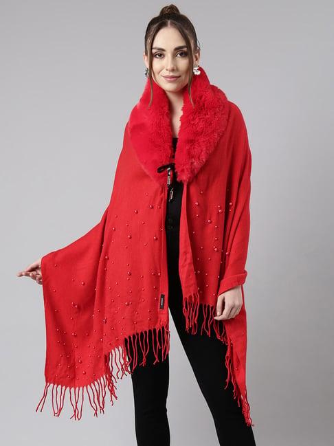 showoff red embellished poncho