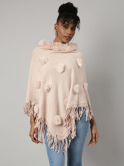 showoff peach regular fit poncho