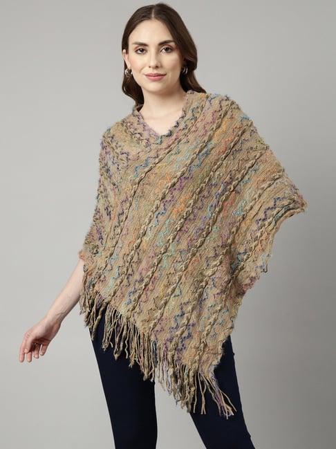 showoff khaki self design poncho