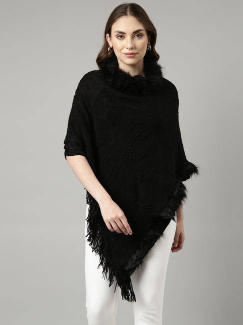 showoff black regular fit poncho