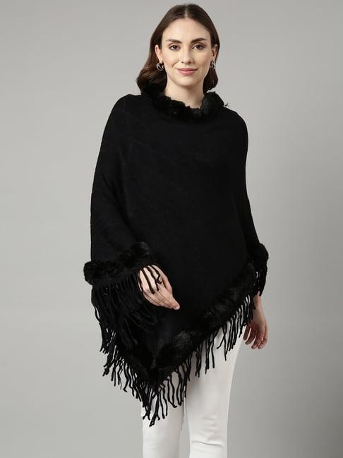 showoff black regular fit poncho