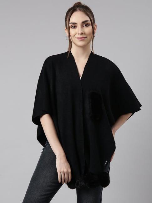 showoff black regular fit poncho