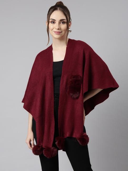 showoff maroon regular fit poncho