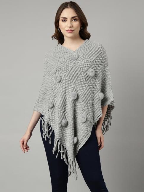 showoff grey self design poncho