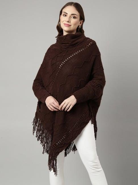 showoff brown self design poncho