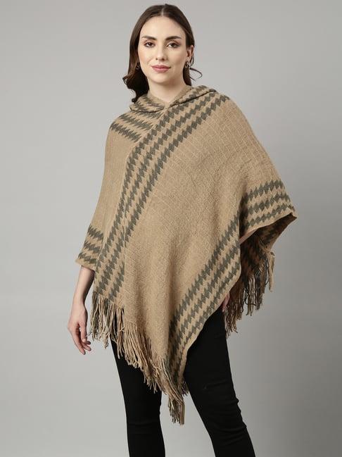 showoff khaki self design poncho