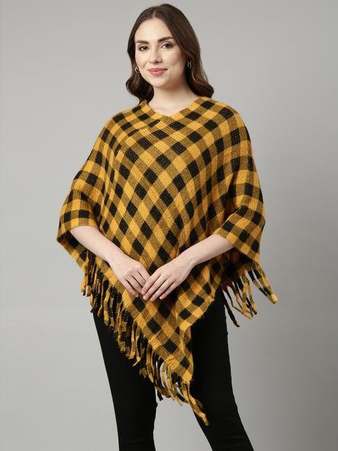 showoff yellow & black checks poncho