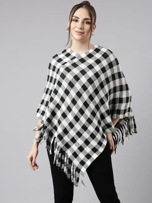 showoff grey & white checks poncho