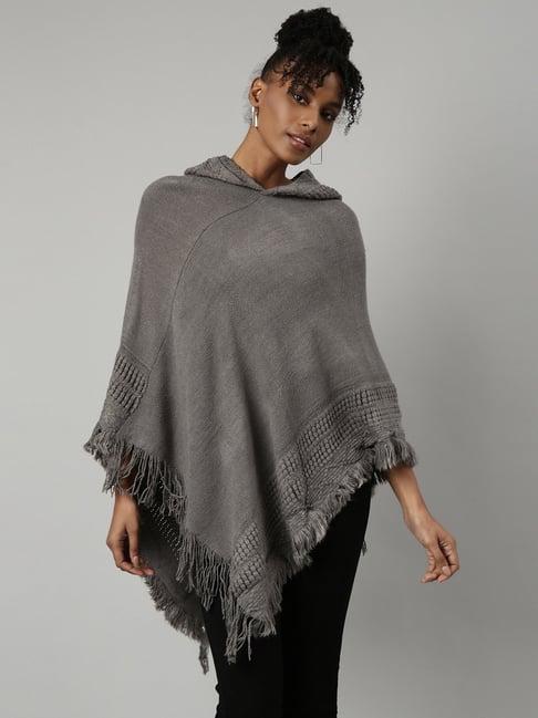 showoff grey textured poncho