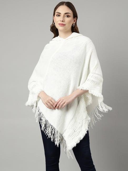 showoff white self design poncho