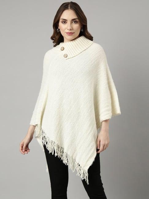 showoff white self design poncho