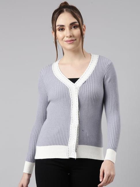 showoff grey regular fit cardigan