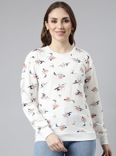 showoff white floral print sweatshirt