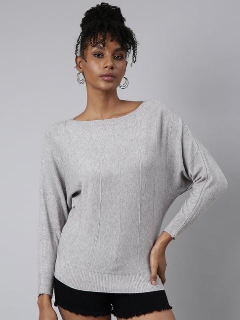 showoff grey textured top