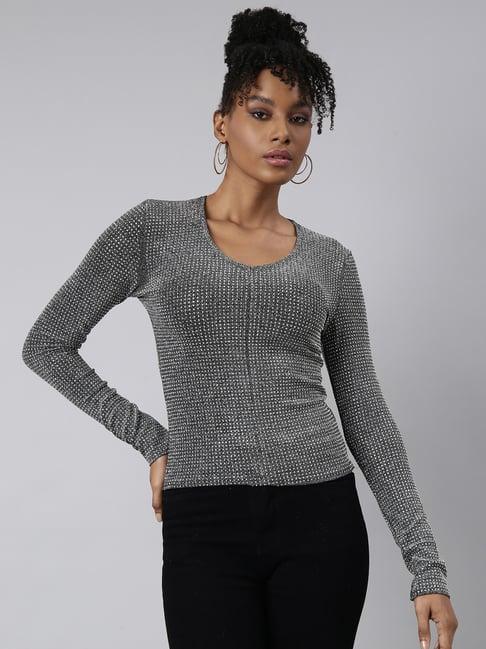 showoff grey embellished top