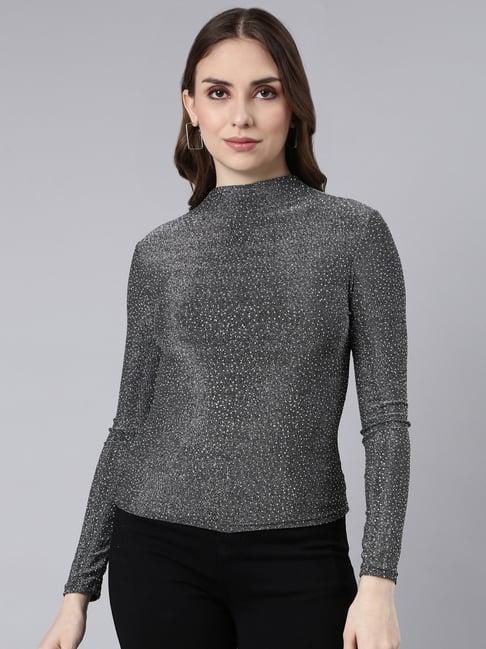 showoff grey embellished top