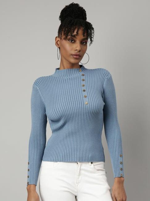 showoff blue regular fit top