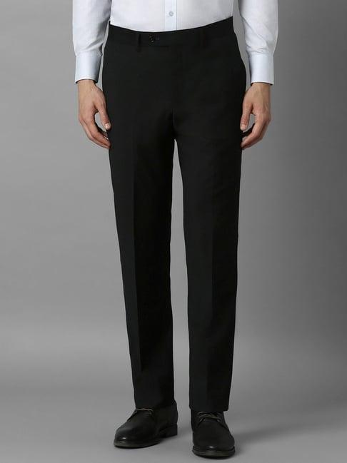 louis philippe black slim fit trousers