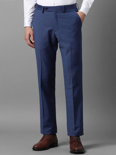 louis philippe navy slim fit trousers