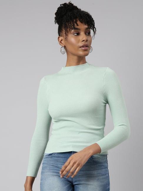 showoff mint green regular fit top