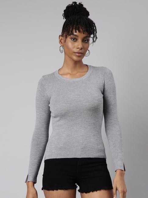 showoff grey textured top