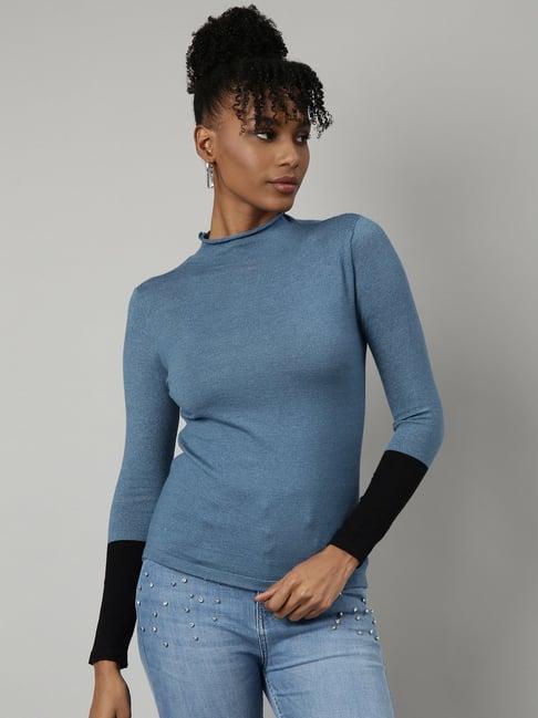 showoff blue regular fit top