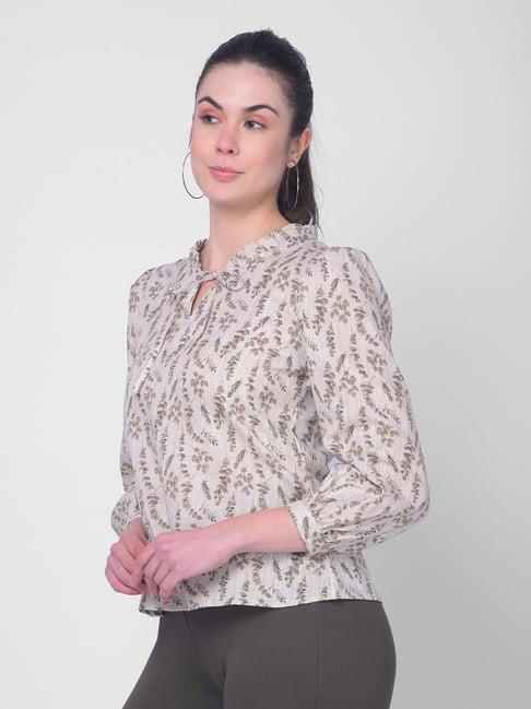 crimsoune club beige cotton printed top