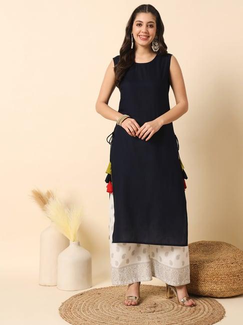 meeranshi navy straight kurta