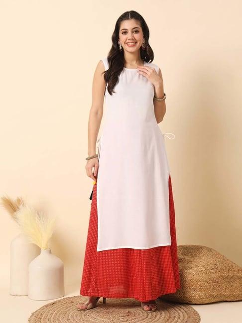 meeranshi white straight kurta