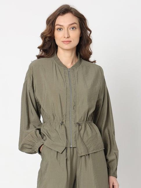 vero moda sage green relaxed fit bomber jacket