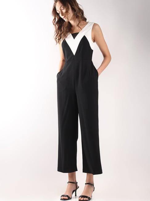 vero moda black & white color-block jumpsuit