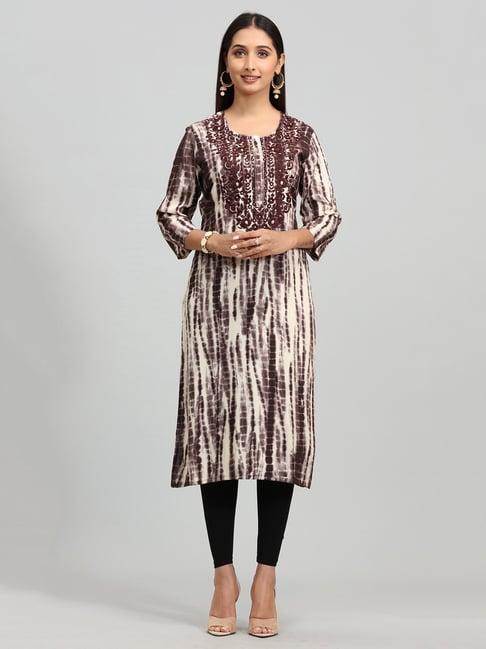 cotton culture brown embroidered straight kurta