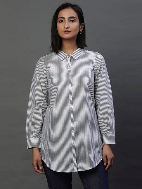 aurelia navy cotton striped shirt