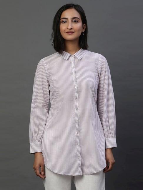 aurelia purple cotton striped shirt