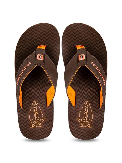 hush puppies by bata men's vector e brown flip flops