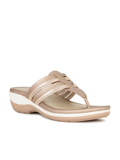 hush puppies by bata women's luna rose gold thong wedges