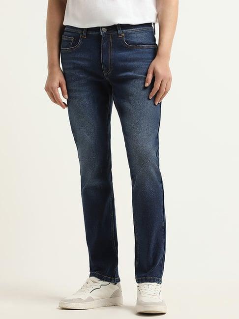 wes casuals by westside dark blue relaxed fit jeans