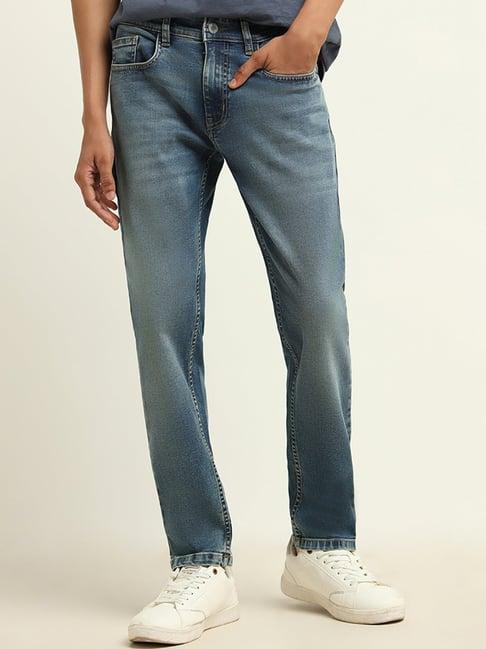 nuon by westside plain blue slim fit jeans