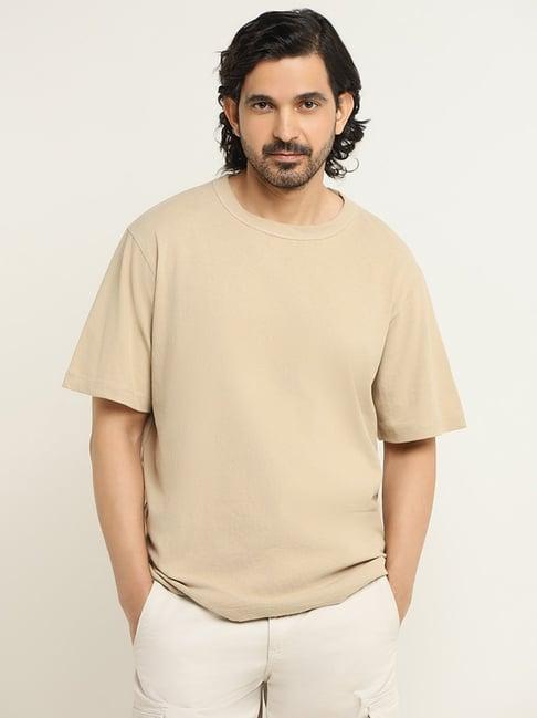 wes casuals by westside plain beige t-shirt