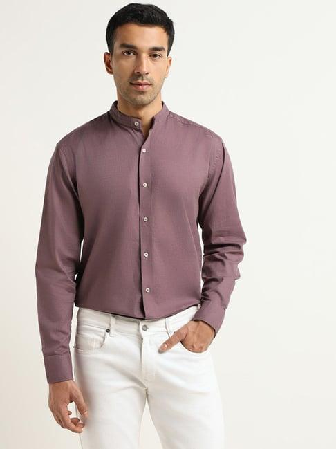 ascot by westside purple plain relaxed fit shirt