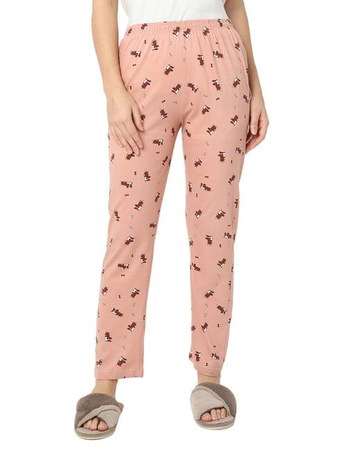 smarty pants pink cotton animal print lounge pants